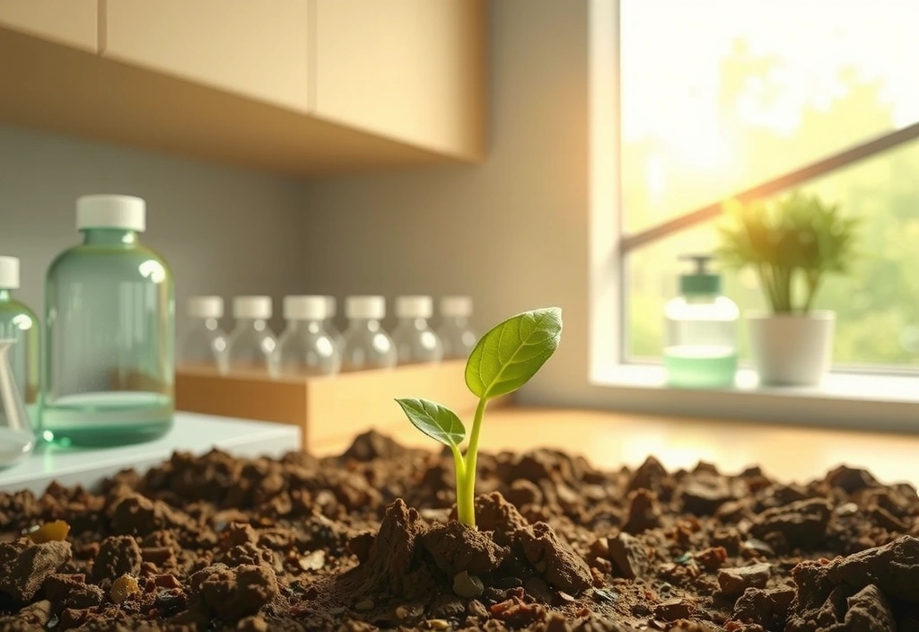 Ilustración que representa el crecimiento de una semilla a una planta exuberante, simbolizando el origen y la evolución de Fallavitvb desde la naturaleza.